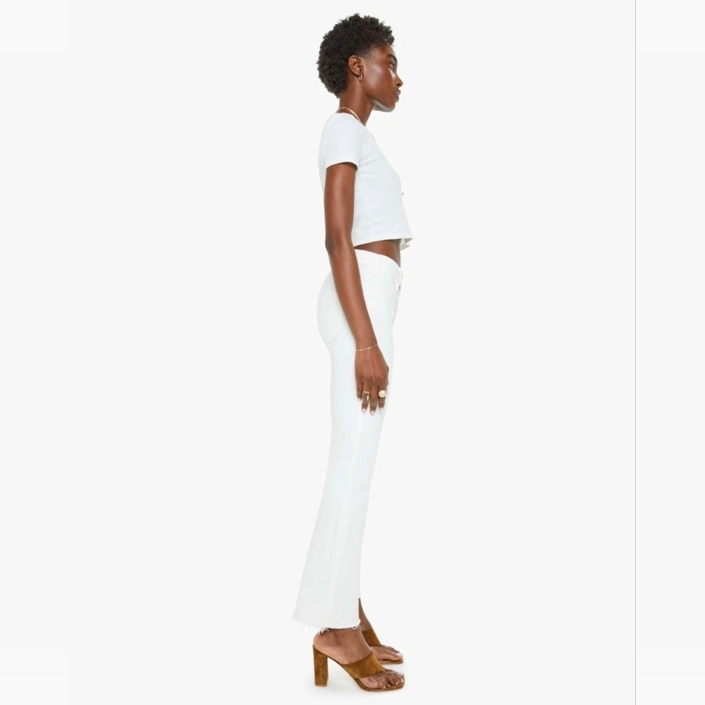 MOTHER Lil Flare White Jeans